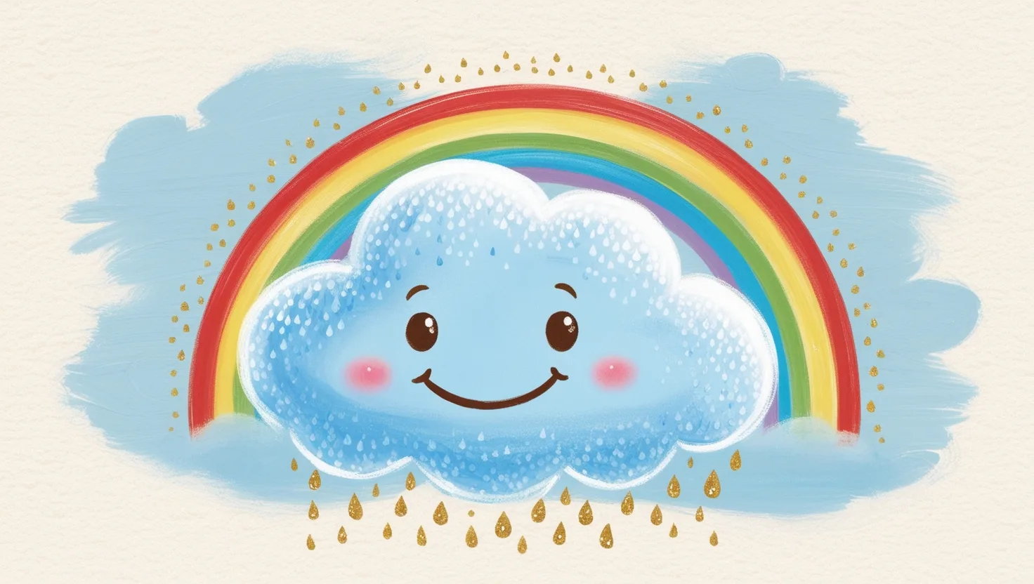 Cheerful rain cloud with raindrops